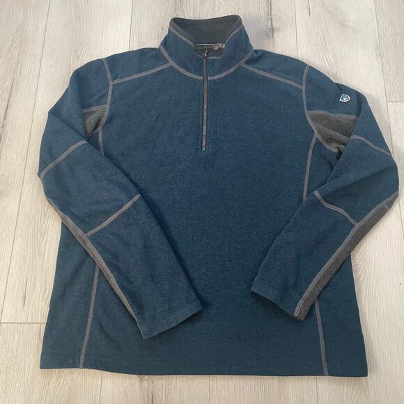 Kuhl Born in the Mountains Blue Gray Quarter Zip Sweater Men’s Size Medium - Picture 1 of 8